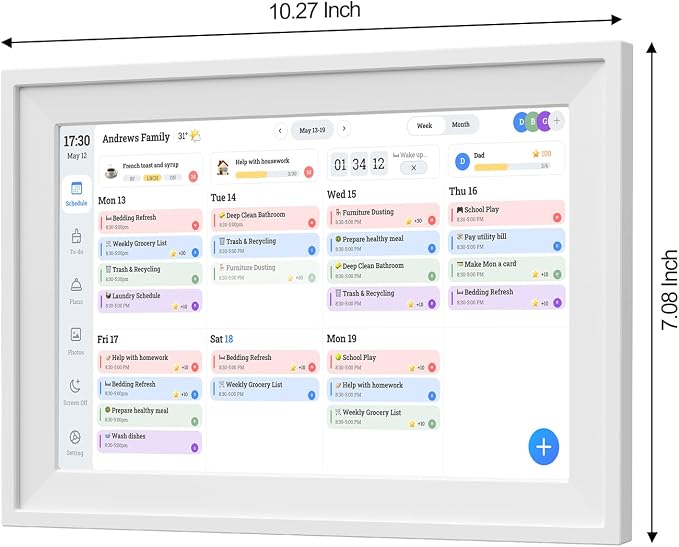 10.1 Inch Digital Calendar with IPS Touch Screen - Smart Electronic Calendar & Planner, Sync & Custom Alerts, Ideal Home Office Management Tool