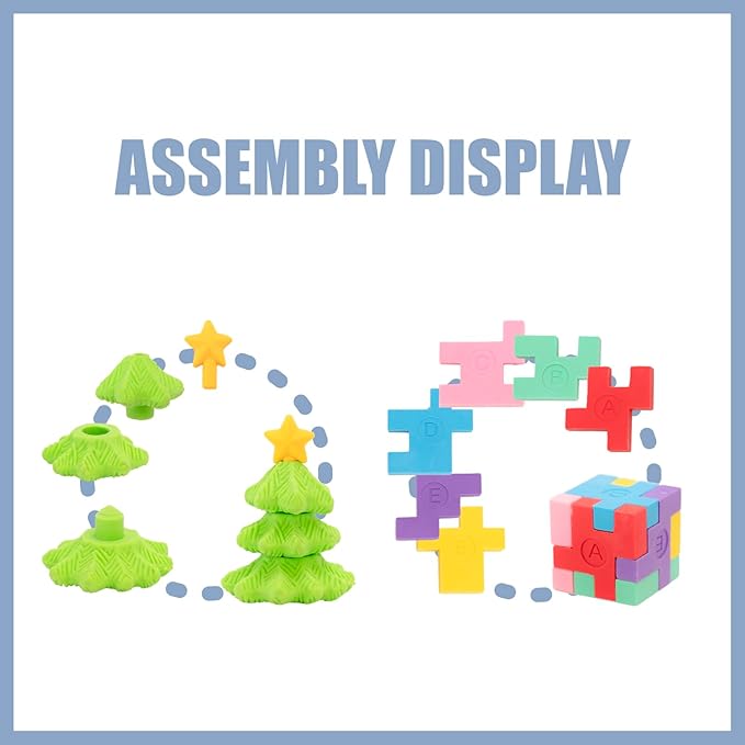 CLOCK KING 182pcs 3D Cute Kids Erasers, Random Desktop Pet Toys Gifts, Classroom Rewards Kids Party Gifts, Various Styles Such as Animals, Food, Plants, Space, Princess, Sports, Halloween, Christmas