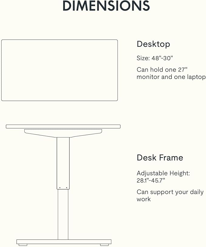 FLEXISPOT EN1 One-Piece Standing Desk with 1-Inch Thick Seamless Desktop, 48"x30" Electric Height Adjustable Desk for Home Office, Multi-Monitor Setups & Easy Assembly, Mahogany