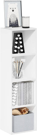 Furinno PASIR Book Shelf, 4-Tier Modern Bookshelf, Open Shelves Bookcase 9 x 12 x 42, Easy Assembly, for Living Room, Bedroom, Home Office, White
