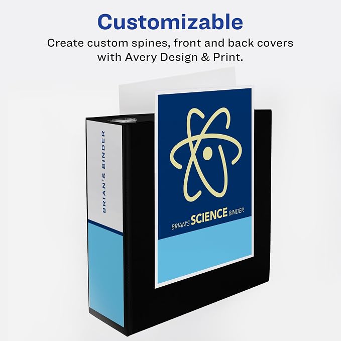 Avery Durable Clear View 3 Ring Binders, 3 Inch Binder Rings, 4 White Binders (09203)