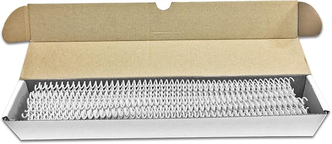Binditek Plastic Spiral Binding Coils, 6 mm, 4:1 Pitch, White, 50 Pack | Coil Binding Spines, 1/4", 30 Sheet Capacity, 48 Loops, for Letter-Size Reports, Presentations, School and Office Projects