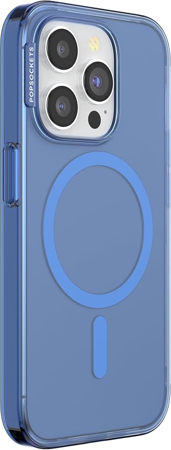 PopSockets iPhone 15 Pro Max Phone Case with MagSafe, Wireless Charging Compatible, Light Blue - Vermeer Blue