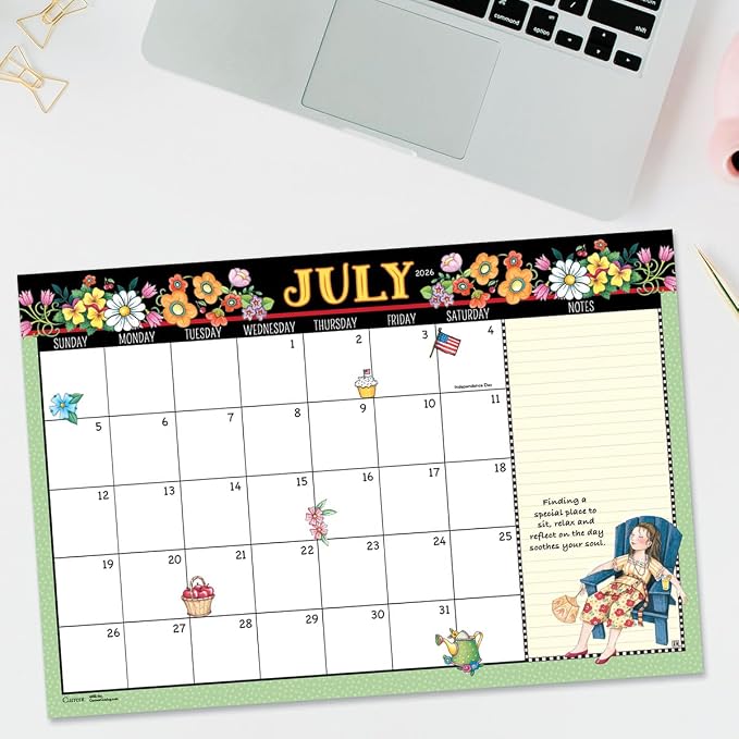 Current 2026 Desk Calendar Pad | Mary Englebreit, 11" x 16-1/4", Large 24-Month, Bookstore-Quality, For Kitchen & Office