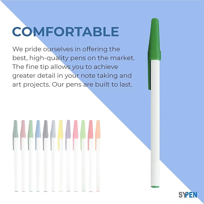 SyPen Personalized Stick Pens With your Custom Logo or Text-500 Pack Bulk-for Businesses, Parties, and Events, Custom Printed Slim Ballpoint Pens with Cap, Pink, Black Ink