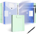Leathario 1 Inch 3 Ring Binder with Clipboard Storage Vegan Leather | Includes 10 Clear Divider Pockets, 4 Envelope Pockets, 1 Pen Bag and 1 Pen, Suitable for A4/8.5x11 Paper, for Students Work