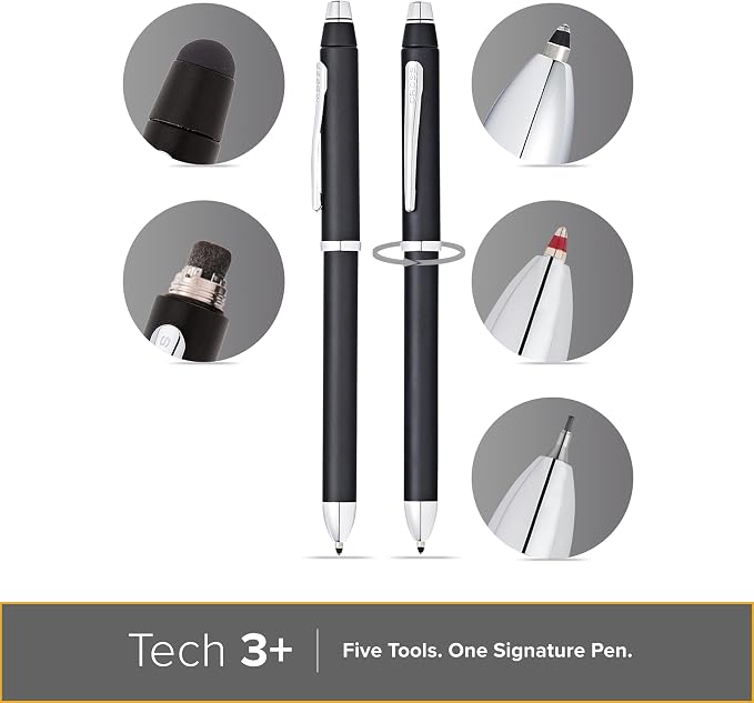 Cross Tech3+ Satin Black Multifunction Pen, Black Ink, Corporate Gift