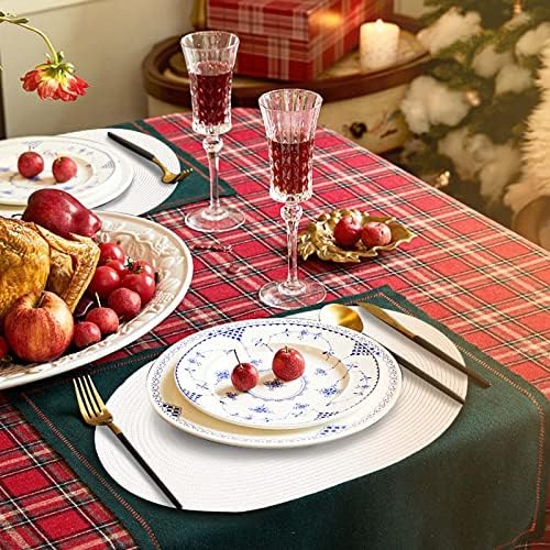 AHHFSMEI Placemats Set of 6 for Dining Table Washable Woven Non-Slip 18x12 inches Placemat Heat-Resistant Durable Table Mats for Dining Table Easy to Clean (Oval White,6)