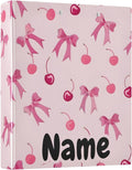 Custom 3 Ring Binder Pink Bows Cherry 1.5" Round Ring Binders Personalized Name View Binder with 200 Sheet for Kids School Supplies Women Men Office, 1 Pack