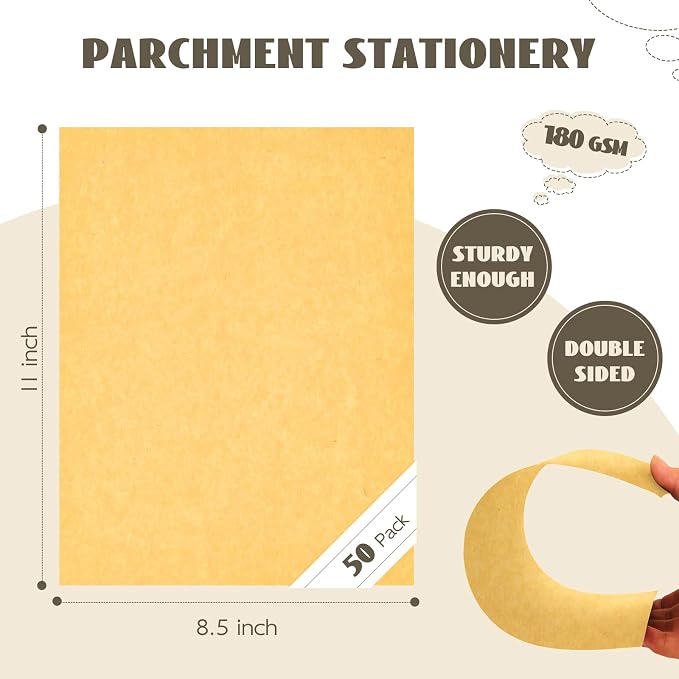 50 Sheets Yellow Card Stock Paper 8.5x11, 65lb Yellow Parchment Cardstock | Goefun 180 GSM Parchment Printer Paper for Printing, Crafts, Scrapbooking, Writing