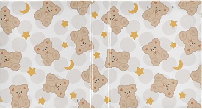 3 Ring Binder 1.5 Inch Cute Brown Teddy Bears Star Clipboards Binders with Interior Pockets Round Ring Binder for Office Supplies and School