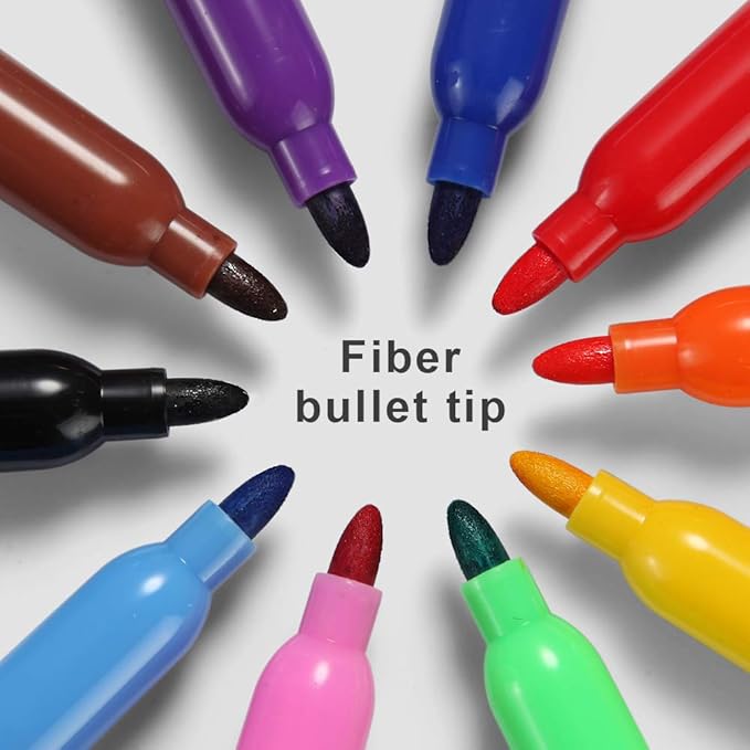 Volcanics Dry Erase Markers Low Odor Fine Whiteboard Markers Thin Box of 30, 10 Colors