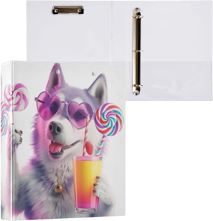ALAZA 3 Ring Binder A Cool Dog Clipboard Round Ring Binder Holds 1.5 Inch Three Rings Binder Heavy Duty Binders for School Office Supplies, 1Pack