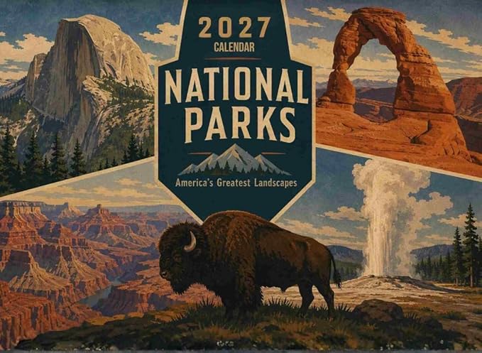 National Parks Vintage Travel Poster Calendar 2027 Monthly Wall Calender 12 Month | American Made In The USA