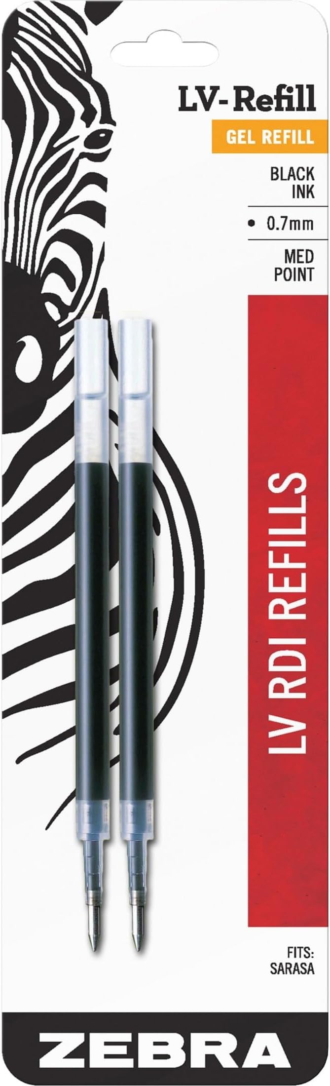 Zebra Pen SARASA Retractable Gel Refill, Black Ink, 0.7mm, 2-Pack