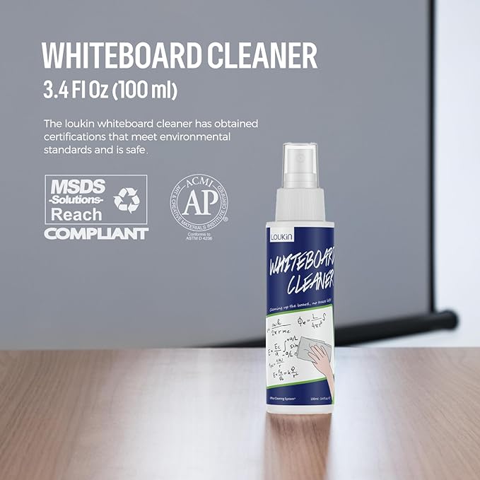 loukin Replaceable Dry Erase Eraser, Double-Sided Whiteboard Eraser with Magnetic Holder, Precision-Point Glass Board Wiper for Classroom, Home and Office (Whiteboard Cleaner Included), White