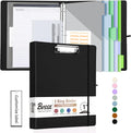 3 Ring Binder with Clipboard,1 Inch Binders with Notepad&5 Dividers with Pockets, Labels,PU Clipboards for School Office(Black,Letter Size)