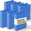 Henoyso 2 Inch 6 Pack Mini 3 Ring Binders for 5.5"x8.5" Paper,Blue | Holds 375 Sheets, Plastic Small Binders, Round Three Rings, Flexible PP Covers, School Office, Photo Album Planner Journal