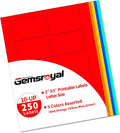 Gemsroyal Colored Labels Printable 2"×3",Neon Moving Label Stickers for Printer,Color Coding Labels 3×2 inch,5 Colors Assorted(Red,Orange,Yellow,Blue,Green),250 Colorful Labels Pack ﻿