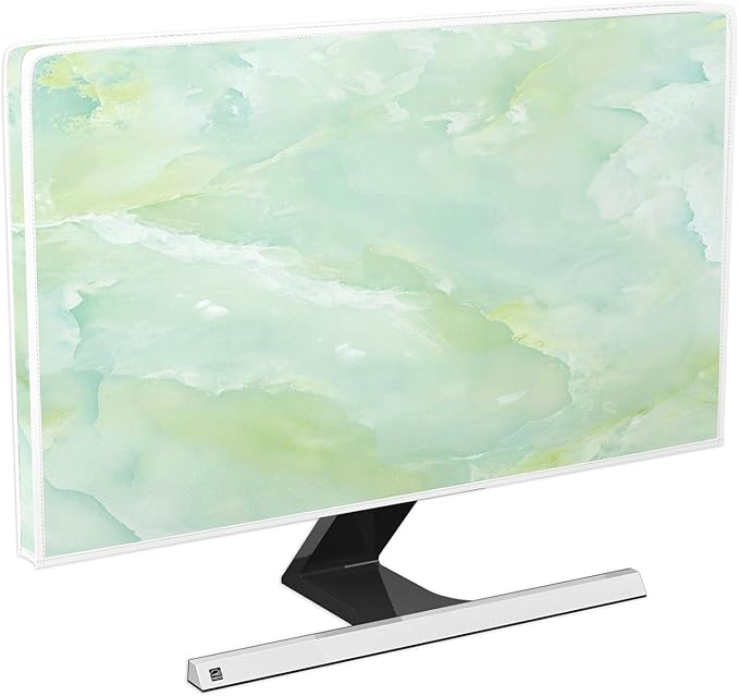 Baocicco Sage Green Marble Waterproof TV Dust Cover 55 Inch Anti-Static Dustproof Abstract Creative Desige Television Accessories TV LCD Screen Texture TV Decoration for Tablet