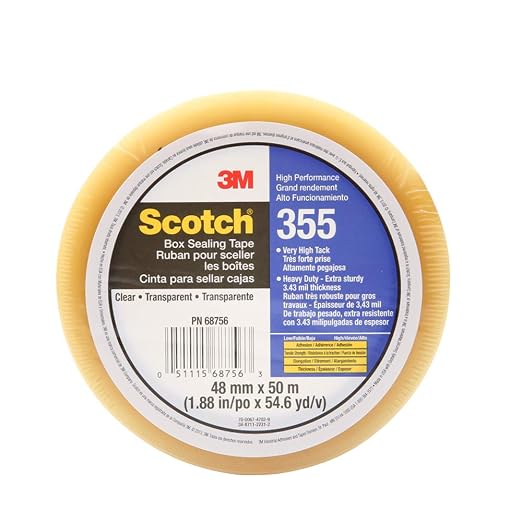 3M Scotch Box Sealing Tape 355, Clear, 48 mm x 50 m, 1 Roll