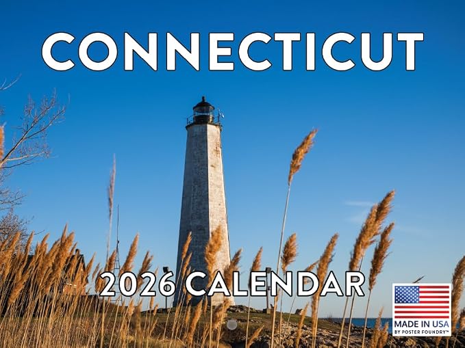 Connecticut Calendar 2026 Wall 12 Month Monthly CT Scenic Souvenirs Themed Gifts | American Made In The USA