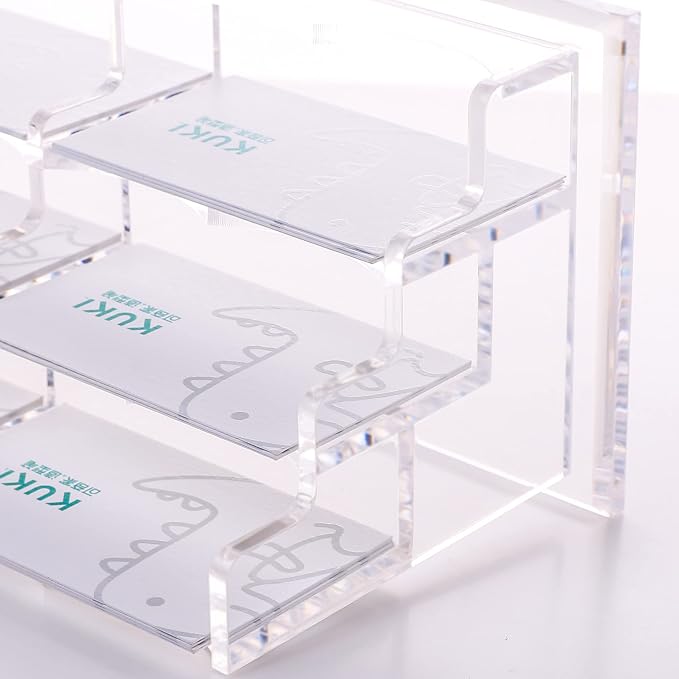HeZone Business Cards Holder Display for Desk, Clear Acrylic Multiple 3 Tier 6 Slot Business Card Stand, Holds 300 Cards-1 Pack (6 Slots-H)