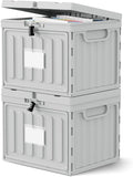 Oterri Lockable Stackable Plastic File Box with Lid for Letter-Size | Hanging File Folders Not Included. Grey, Large 2-Pack. Home, Office, Classroom, Dorm, Tax, Under Bed, Filing Cabinet.