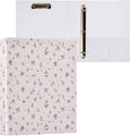Small Purple Flowers Bows 3 Ring Binder 1.5 Inch 1 Pack with 200 Sheet for Kids School Supplies Women Men Office