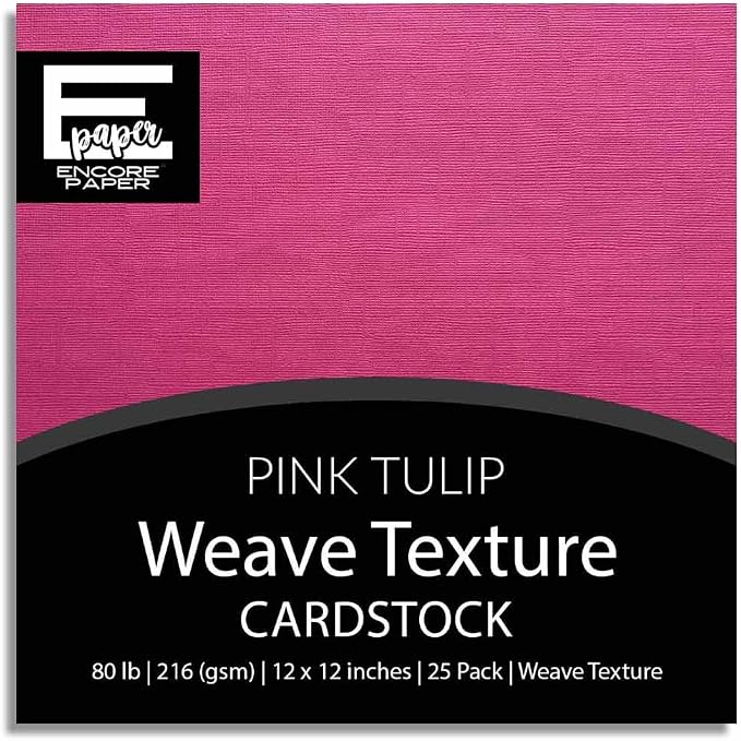 PINK TULIP—12x12 Textured Cardstock | 80lb Textured Pink Scrapbook Paper | Premium Cardstock for Cricut Cutting | 25 Sheets