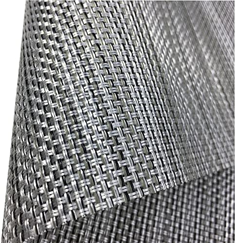 WAZAIGUR Placemats Crisscross Woven Vinyl Place Mats Set of 6 Silver&Black