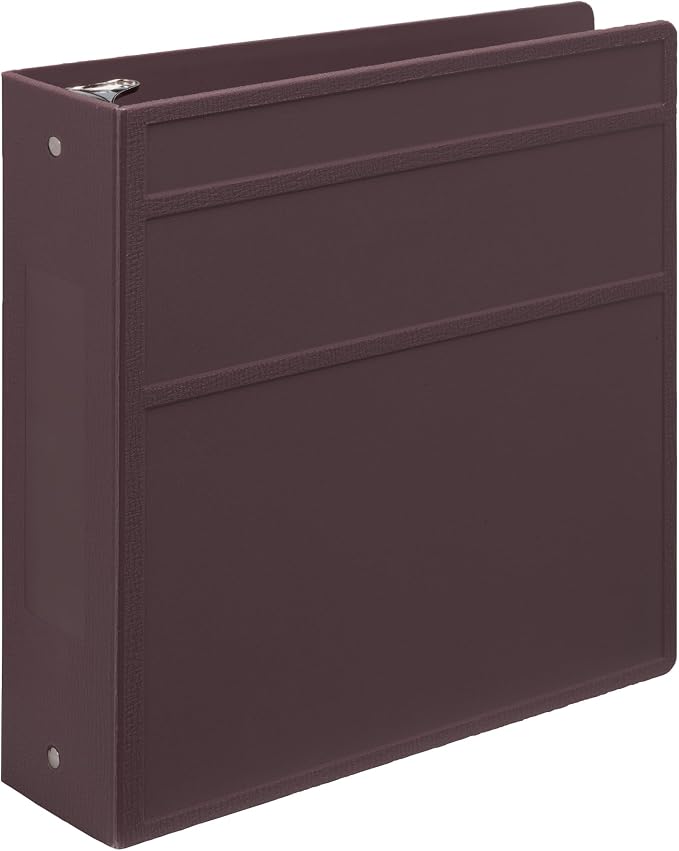 Carstens 3-Inch Heavy Duty 3-Ring Binder - Side Opening, Plum, Durable Plastic, Precision No-Gap Rings, Waterproof Cover, No Pockets, Holds 400 US Letter Sheets, BPA-Free, Made in USA (1711-3R)