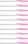DISCOUNT PROMOS Value Stick Pens Set of 10, Bulk Pack - Black Ink, Great for Office, School, Business, Tradeshows, Events - Pink