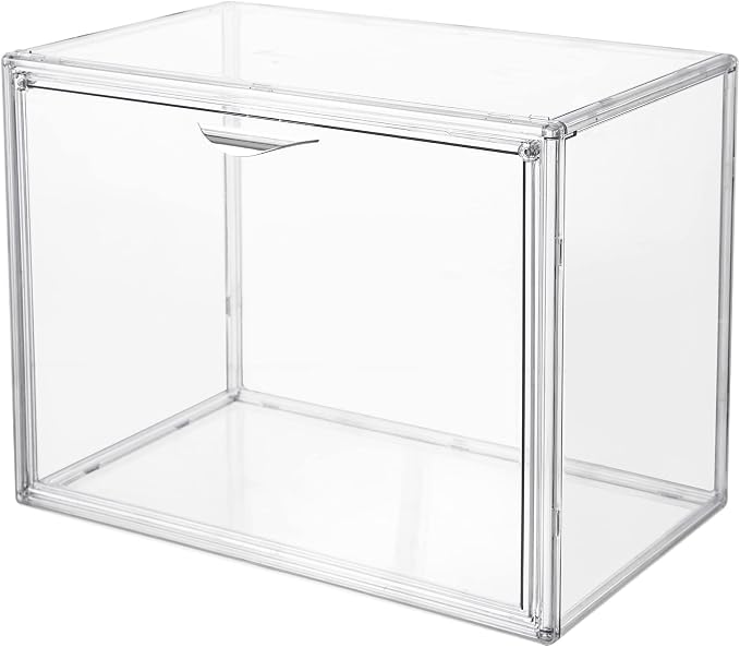 Attelite Acrylic Display Case for Collectible Large Clear Storage Box 1pack | Acrylic Box for Figures, Tool-free Assembly,Stackable,Magnetic Door, Dustproof Protection,thicken plastic，Clear 360° View