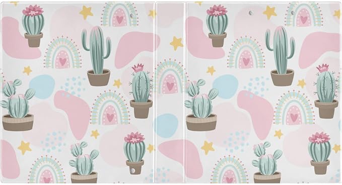 Western Cute Cactus 1.5 Inch Binders 3 Ring for Letter Size Holds 200 Sheets Notebook Binder with Clipboard for Women or Men 2 Pack