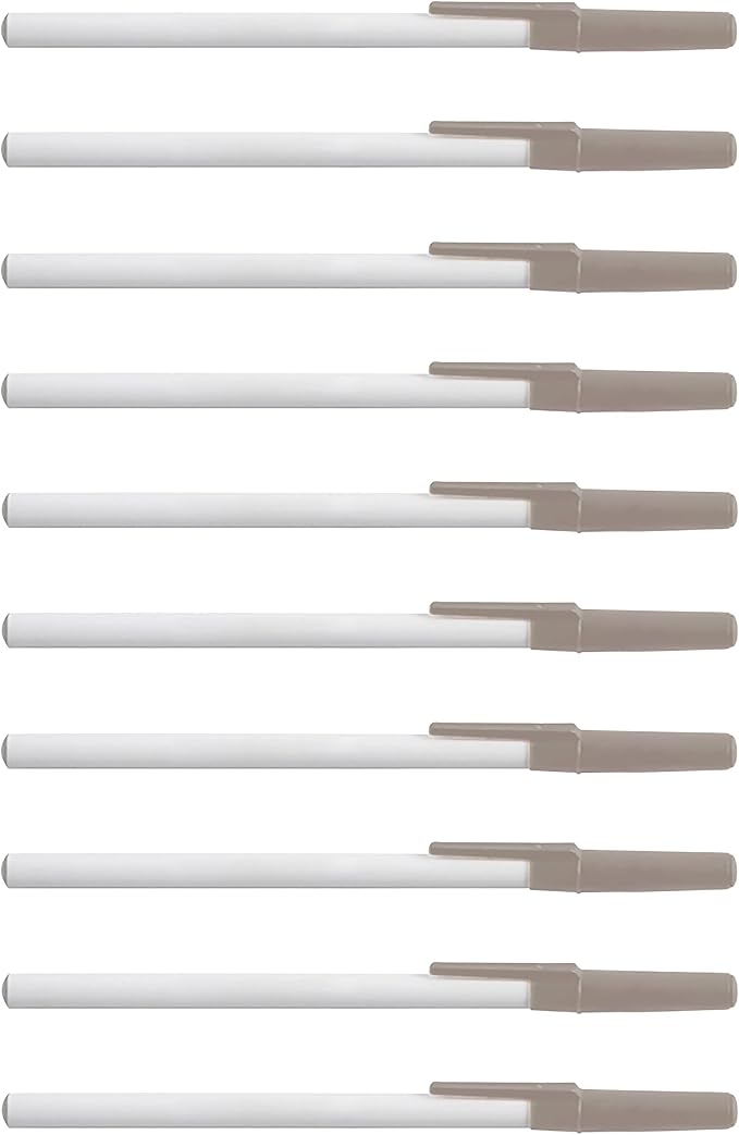 DISCOUNT PROMOS Value Stick Pens Set of 10, Bulk Pack - Black Ink, Great for Office, School, Business, Tradeshows, Events - Grey