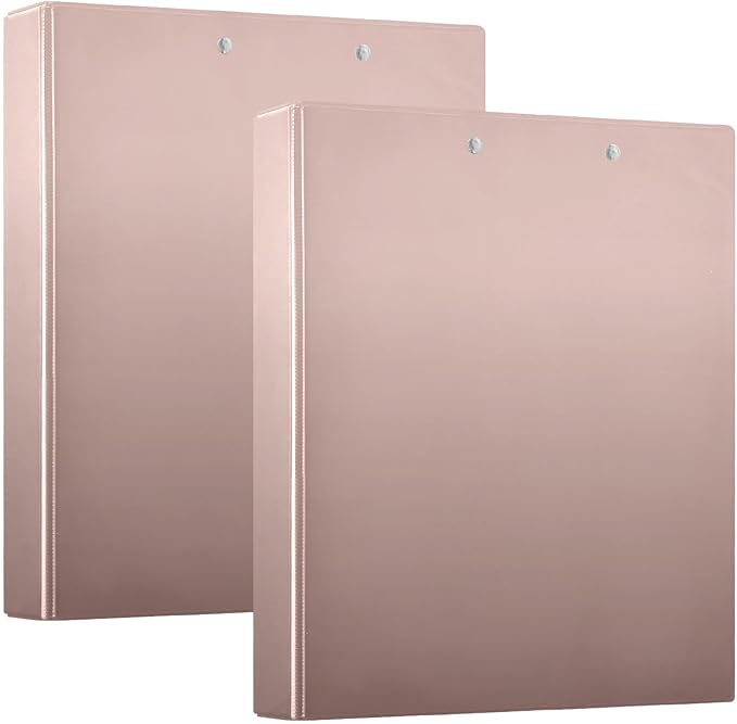 KLL Three Rings Binders 1-1/2 Inch With Interior Pockets - 1/2 Pack School Supplies Hardcover Rose Gold Gradient
