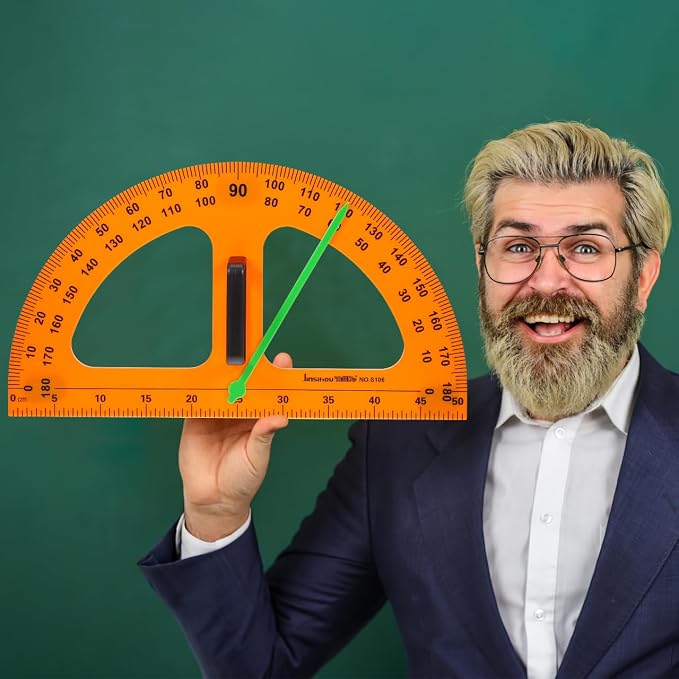 Operitacx Large Protractor, Classroom Math Protractor, Teaching Magnetic Protractor, 180 Degrees Teacher Blackboard Drawing Tool Classroom Supply (19.6x11 inch)