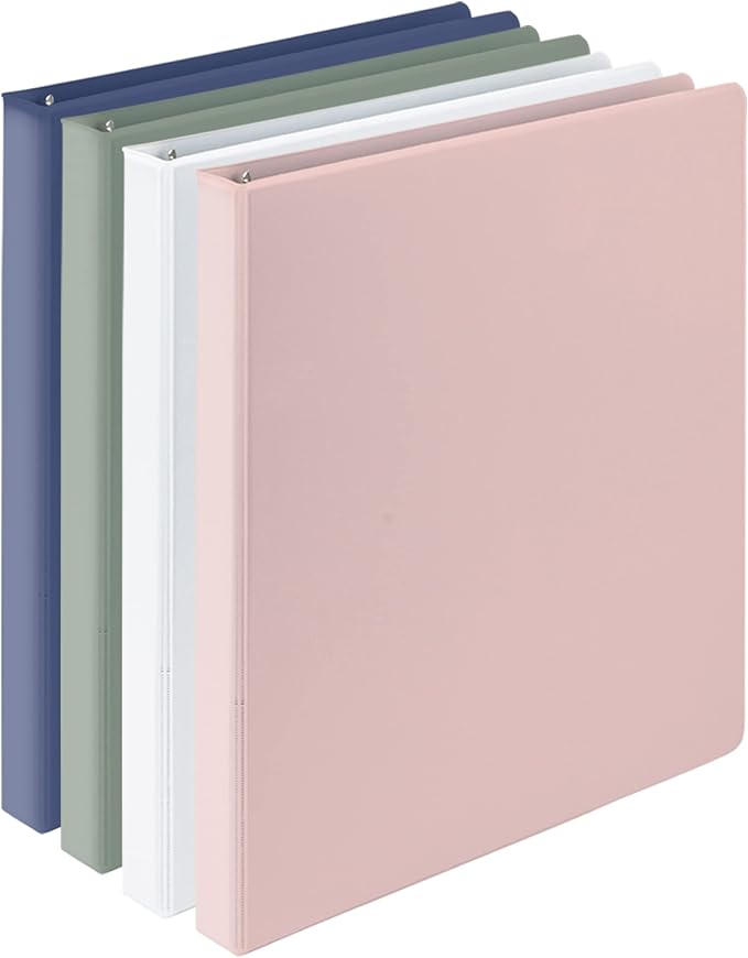 Samsill Plant-Based 0.5 Inch Durable D-Ring, View Binder, Eco-Friendly, USDA Certified Biobased, 4 Pack, Boho Assortment