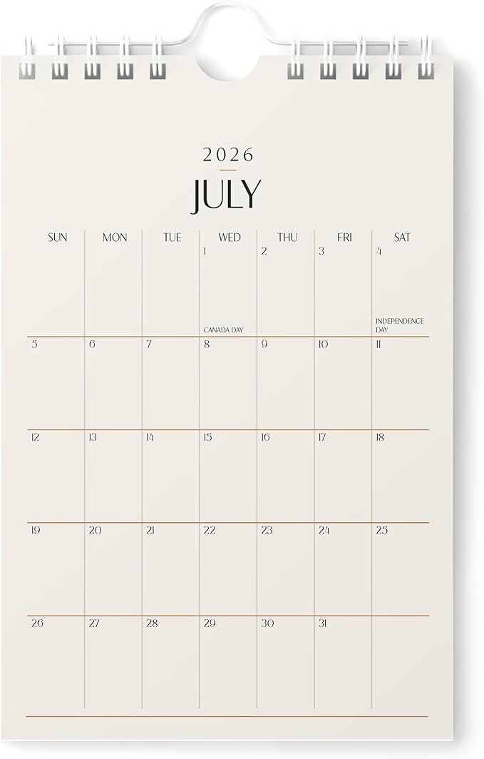 Karto Small Wall Calendar 2026-2027 6x9 in - Beige | July 2026 to December 2027, Vertical, Boosts Productivity, Easy Monthly Planning
