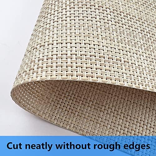 WAZAIGUR Placemats Crisscross Woven Vinyl Place Mats Set of 6 Beige