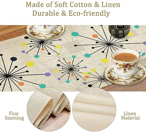 Mid Century Geometric Table Runner,Table Runners for Kitchen Dining Modern Tables Decor Decoration for Kitchen Family Dinner Table Holiday Party Farmhouse 13 x 120 Inch
