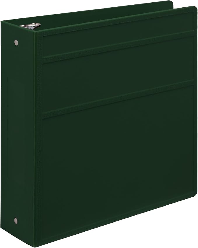 Carstens 3-Inch Heavy Duty 3-Ring Binder - Side Opening, Forest Green, Durable Plastic, Precision No-Gap Rings, Waterproof Cover, No Pockets, Holds 400 US Letter Sheets, BPA-Free Made in USA (1738-3R)