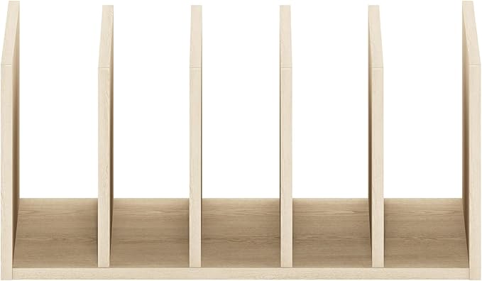 Furinno HERMITE Desk File Folder Organizers, 5-Space Vertical Desktop Office Organization Racks, Desk Top Display Book Shelf, for Paper, Office Supplies, Magazine, Bauhaus Oak