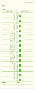 Weekly Time Cards 1-Sided, 3-1/2" x 9", Named Days, 500-Count,Time Cards for Employees, Green Print, Timecards for Time Clocks