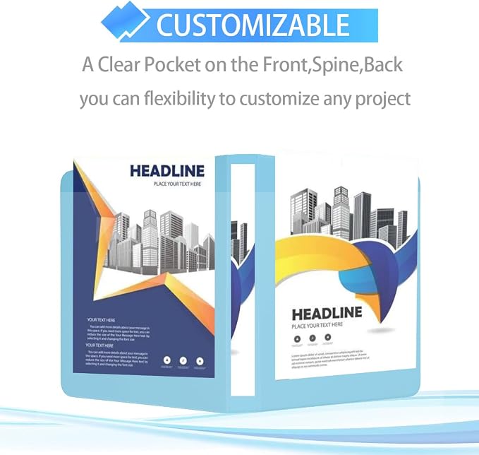0.5 Inch 3 Ring Binder, Round Ring,with 2 Interior Pockets,Holds 150 Sheets Letter Size Paper,PVC Free, Assorted Colors 6 Pack