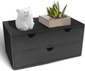 Charmewooden Bamboo Desk Organizer with 3 Drawers, Countertop Organizer with Drawers Makeup Storage Drawer 3 Drawer Tabletop Storage Organization Box Home Office Workspace（Black）