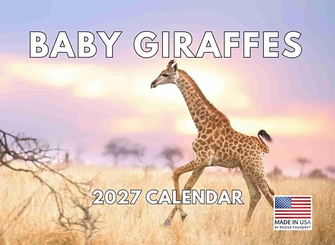 Baby Giraffe Calendar 2027 Monthly Wall Calender 12 Month