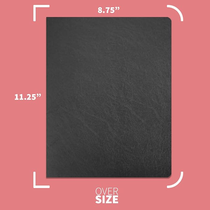 Binditek 16 Mil Leather-Textured Polycovers, 8.75x11.25, Black, 50 Pack | Leather-Textured Binding Covers, 8.75 x 11.25 Inches Oversize, Plastic Binding Presentation Covers, Square Corners, Unpunched
