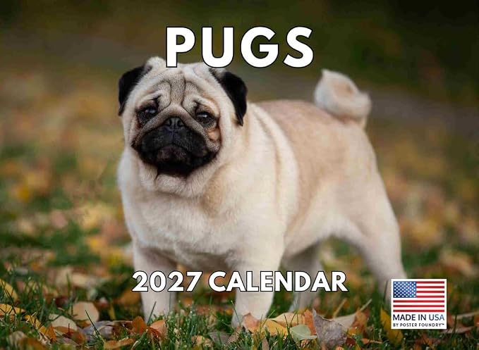 Pug Calendar 2027 Monthly Wall Calender 12 Month